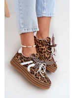 Dámské tenisky na platformě s ozdobami v panterovém vzoru hnědé Vinness Dámské tenisky na platformě s ozdobami v panterovém vzoru hnědé Vinness