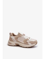 Béžové dámské tenisky sportovní boty model 20453821 - Kesi Béžové dámské tenisky sportovní boty model 20453821 - Kesi