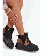 Dámské kotníkové boty na platformě z pravé kůže Vinceza – černé