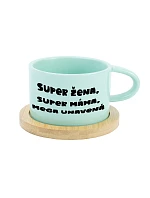 SUPER ŽENA, SUPER MÁMA, MEGA UNAVENÁ. - mint hrníček makronka 200 ml