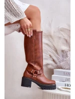 Dámské kožené kozačky Camel  model 21069641 - SWEET SHOES