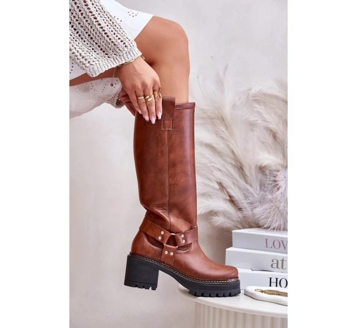 Dámské kožené kozačky Camel  model 21069641 - SWEET SHOES