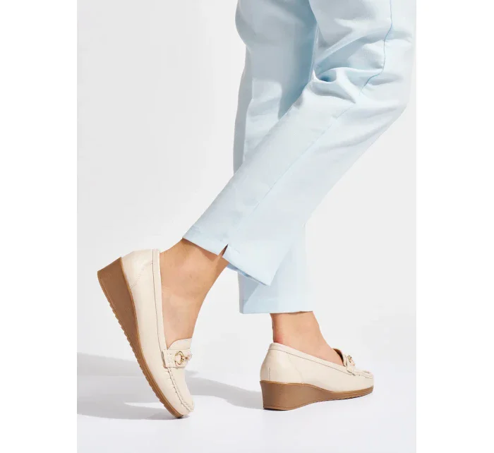 Designové mokasíny hnědé dámské na klínku Designové mokasíny hnědé dámské na klínku