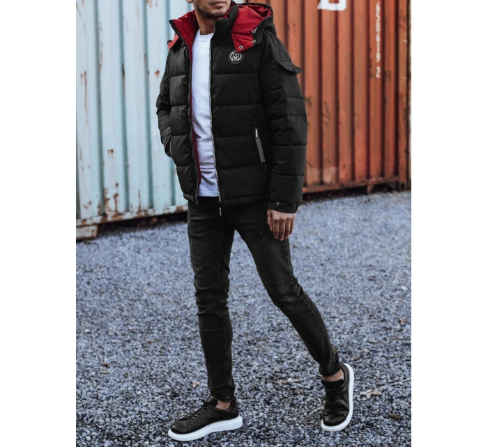 Pánská prošívaná zimní bunda s kapucí černá FashionStreet TX4930 Pánská prošívaná zimní bunda s kapucí černá FashionStreet TX4930