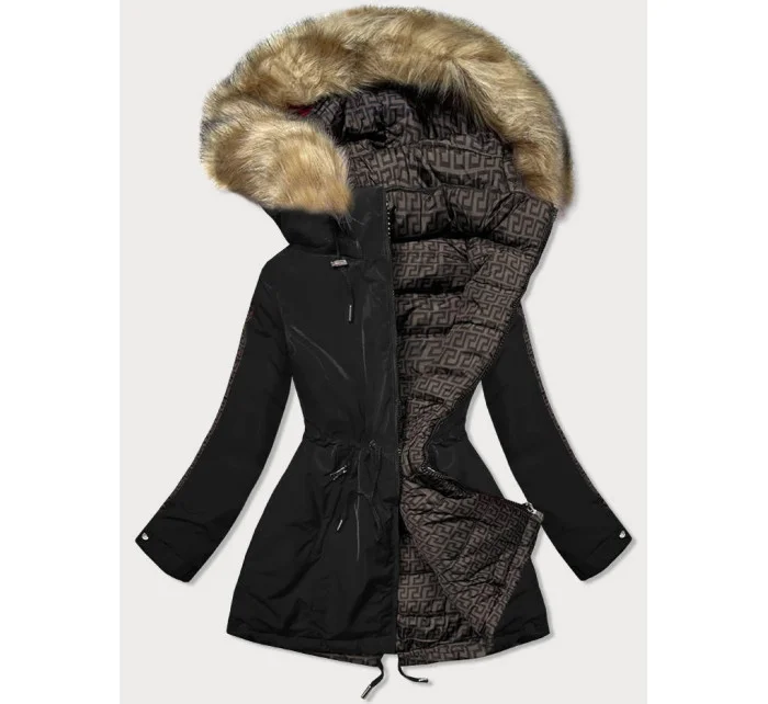 Černo-hnědá oboustranná dámská bunda (w555) Černo-hnědá oboustranná dámská bunda (w555)