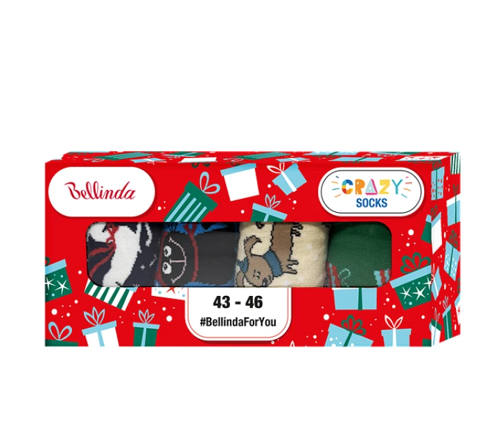 Dárková krabička zábavných crazy ponožek 4 páry CRAZY SOCKS BOX - BELLINDA - červená