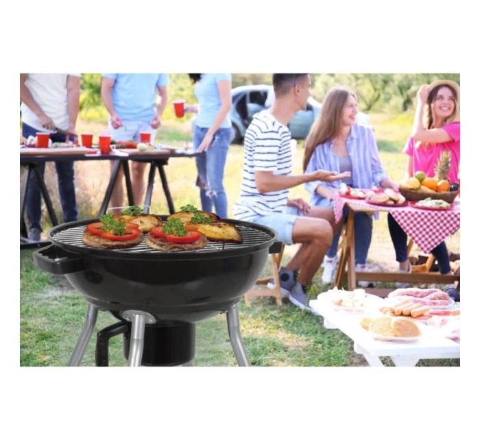 KULOVÝ ZAHRADNÍ GRIL REX STEEL 46CM S POPELNÍKEM