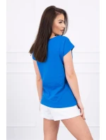 Halenka s potiskem rtů chrpově modrá