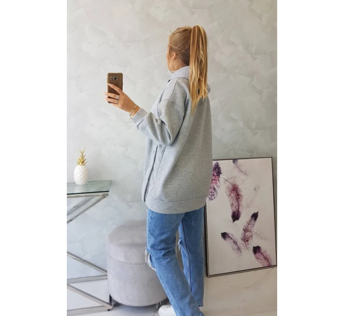 Zateplená mikina se zapínáním na druky šedá