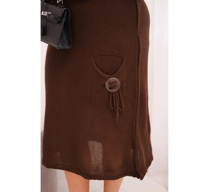 Dámská svetrková šaty Plus Size s mohairovým oversize s kapsou čokoládová Dámská svetrková šaty Plus Size s mohairovým oversize s kapsou čokoládová
