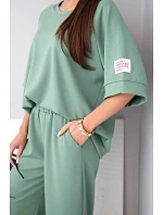 Dámský máslový komplet z viskózy mikina a široké kalhoty světle fialový