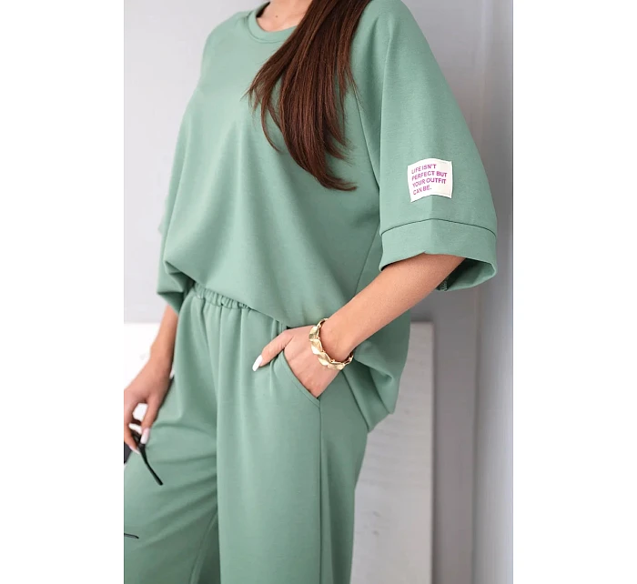 Dámský máslový komplet z viskózy mikina a široké kalhoty světle fialový