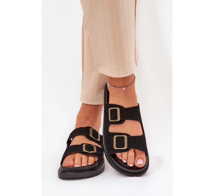 Dámské Pantofle S Přezkami Na Černé model 21688690 - Boto Dámské Pantofle S Přezkami Na Černé model 21688690 - Boto