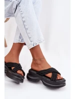 dámské pantofle na platformě s pásky Černé model 22037707 - Boto