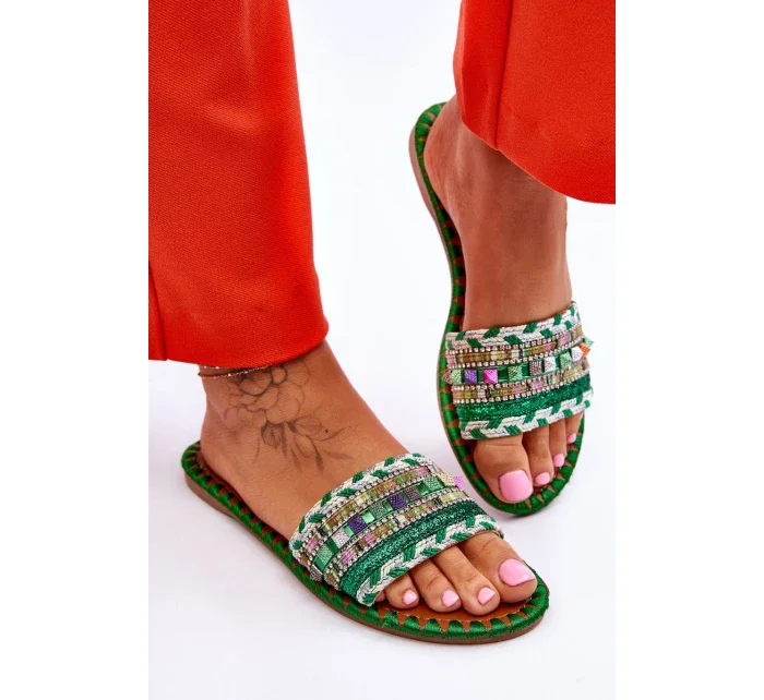Dámské zdobené pantofle Zelene Bellisa Dámské zdobené pantofle Zelene Bellisa