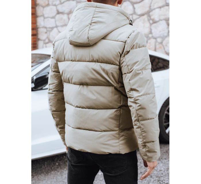 Pánská prošívaná zimní bunda s kapucí ve světle béžové barvě FashionStreet TX5063 Pánská prošívaná zimní bunda s kapucí ve světle béžové barvě FashionStreet TX5063