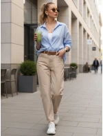 Dámské džíny s páskem mom fit light beige FashionStreet UY2879