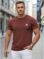 Pánské bavlněné tričko s malým potiskem, vínové, FashionStreet NX5131R