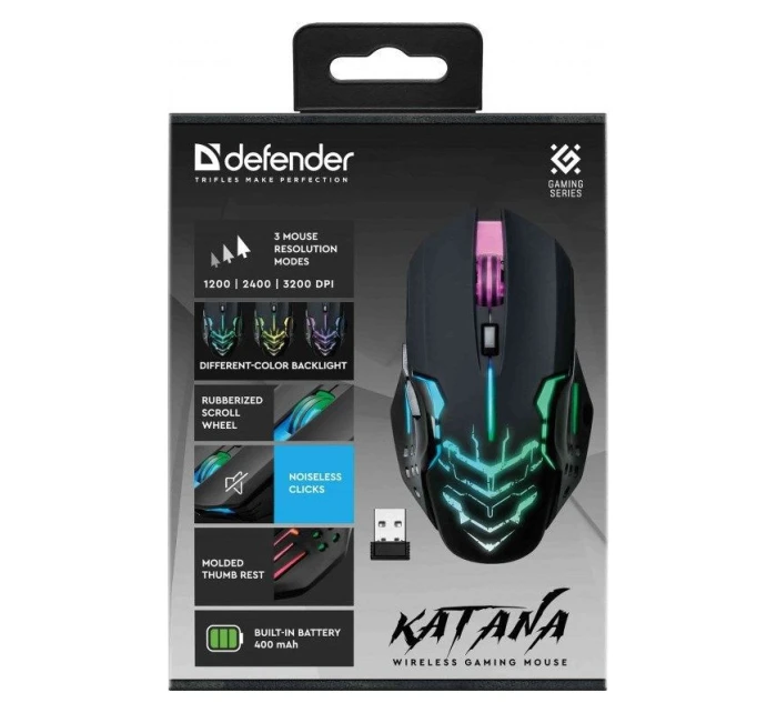 DEFENDER HERNÍ MYŠ KATANA GM-511 RF 3200DPI 7P ČERNÁ 52511 DEFENDER HERNÍ MYŠ KATANA GM-511 RF 3200DPI 7P ČERNÁ 52511