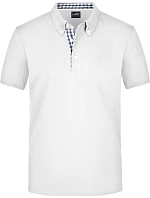 Daiber JN 964 Pánské piqué polo button-down 02.0964 white/navy/white Daiber JN 964 Pánské piqué polo button-down 02.0964 white/navy/white