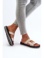 Dámské žabky na ploché podrážce model 21661882 Bežové - Zaxy