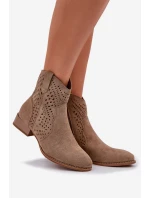 Dámské perforované botky na nízkém podpatku béžové Neliawen