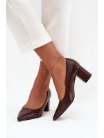 Lodičky na sloupkovém podpatku se  čokoládové model 21711480 - Boto