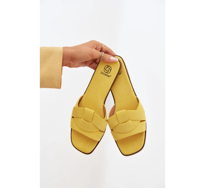 Dámské ploché sandály s pásky Eko Zamszové Žluté model 21937439 - Boto