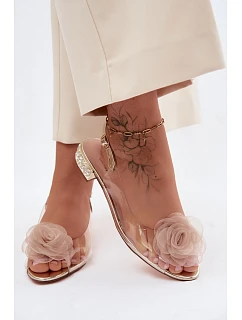 Dámské sandály průhledné s růží D&A MR61-9003 zlaté