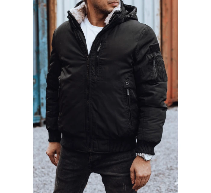 Pánská zimní bunda s odepínací kapucí černá model 21980206 - Dstreet Pánská zimní bunda s odepínací kapucí černá model 21980206 - Dstreet