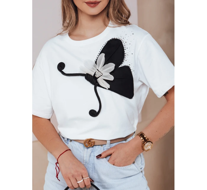 Dámské tričko se zdobením PEARLI bílé FashionStreet RY2718