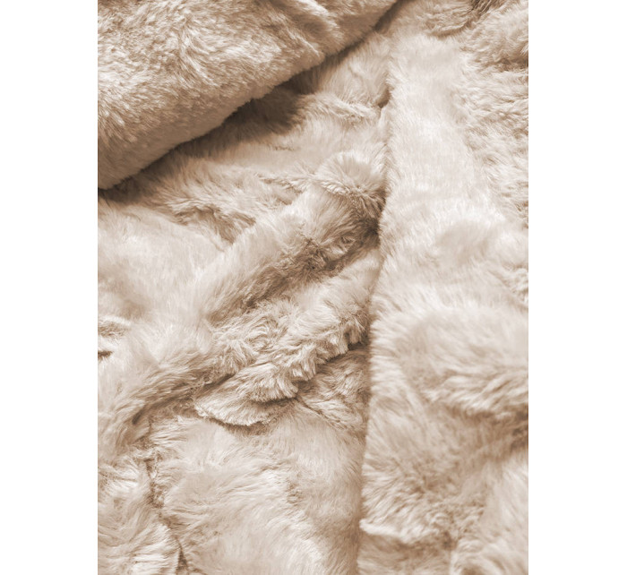 Lesklá zimní bunda ve vínové bordó barvě s mechovitou kožešinou (W674)