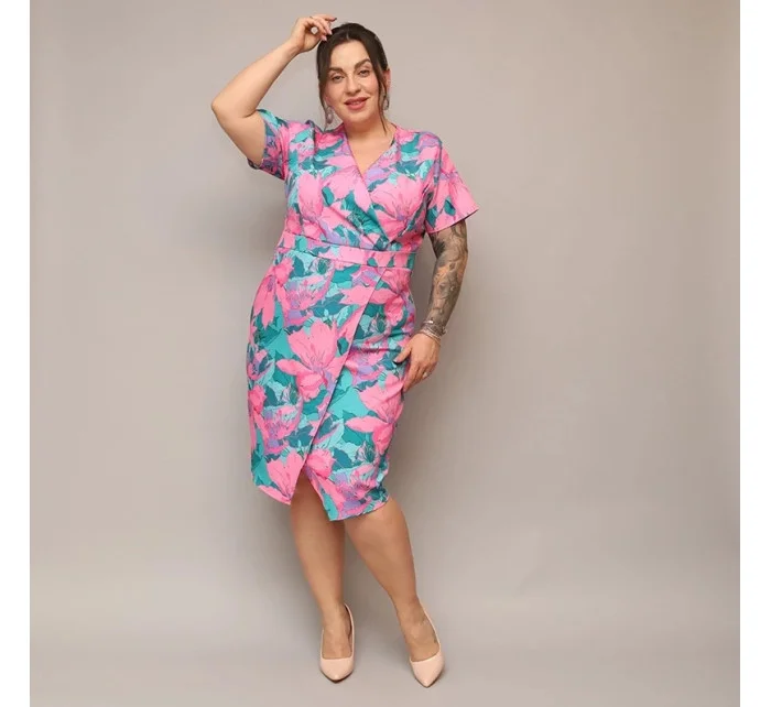 dámské  květované šaty v délce ke kolenům model 20070190 - Moon