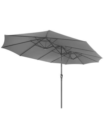 ZAHRADNÍ PARASOL XXXL 2,7x4,6 m ŠEDÝ SASKA GARDEN