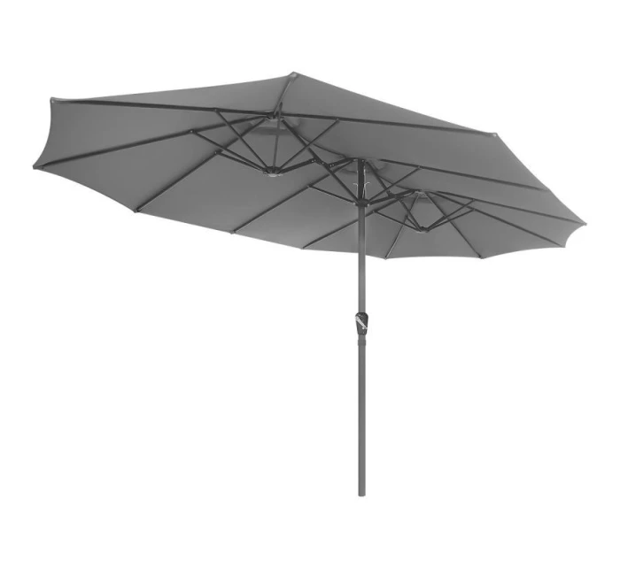 ZAHRADNÍ PARASOL XXXL 2,7x4,6 m ŠEDÝ SASKA GARDEN