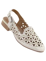 Dámské zlaté ažurové sandály na nízkém podpatku Jezzi ASA222-16