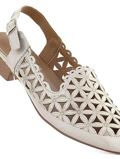 Dámské zlaté ažurové sandály na nízkém podpatku Jezzi ASA222-16