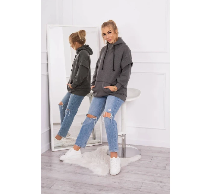 Mikina Warm-up s polovičním zipem v grafitové barvě