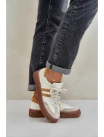 Zazoo N1068S6 Kožené Nízké Sneakersy Dámské Na Platformě Béžové