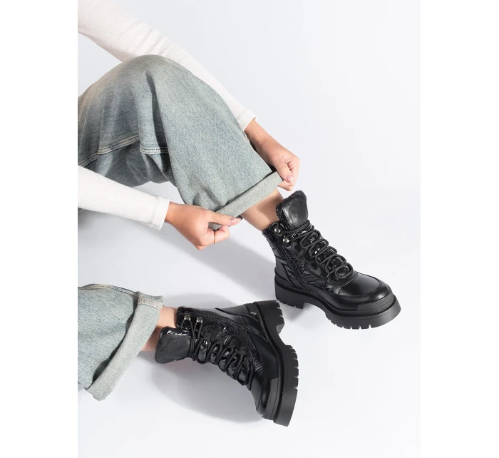 Moderní dámské kotníčkové boty černé platforma Moderní dámské kotníčkové boty černé platforma