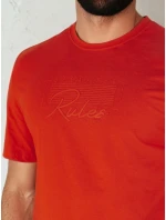 Pánské oranžové tričko s potiskem Dstreet RX5411 Pánské oranžové tričko s potiskem Dstreet RX5411