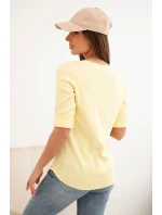 Dámská bavlněná košile s dlouhým rukávem a knoflíky u výstřihu žlutá