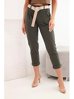 Kalhoty Punto s páskem khaki