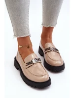 Dámské mokasíny na ploché podrážce béžové model 21649166 - VINCEZA