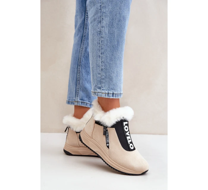 Dámské Botky S Kožešinou Béžové model 21680798 - Boto