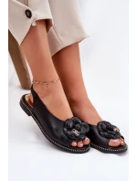 Kožené Ploché Sandály S Dekorací model 21694811 Černé - CheBello