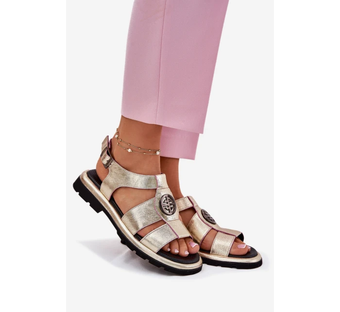 Kožené dámské sandály lakované s ozdobným detailem Artiker 56C0691 černé