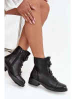 Kožené dámské kotníkové boty s ozdobnými květinami vyhřívané černé model 21712823 - Boto Kožené dámské kotníkové boty s ozdobnými květinami vyhřívané černé model 21712823 - Boto