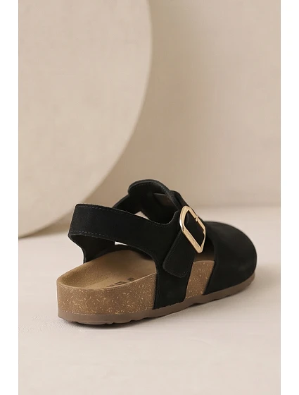 Dámské sandály z přírodního semiše Big Star model 22178980 Černé - Big Star Shoes Dámské sandály z přírodního semiše Big Star model 22178980 Černé - Big Star Shoes