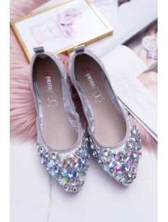 Kožené Baleríny S Ozdobnými model 21511200 Stříbrné Crystal - Boto